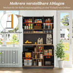 Modern Buffet Sideboard 105x185cm Adjustable Shelves Drawers - Grey/Black