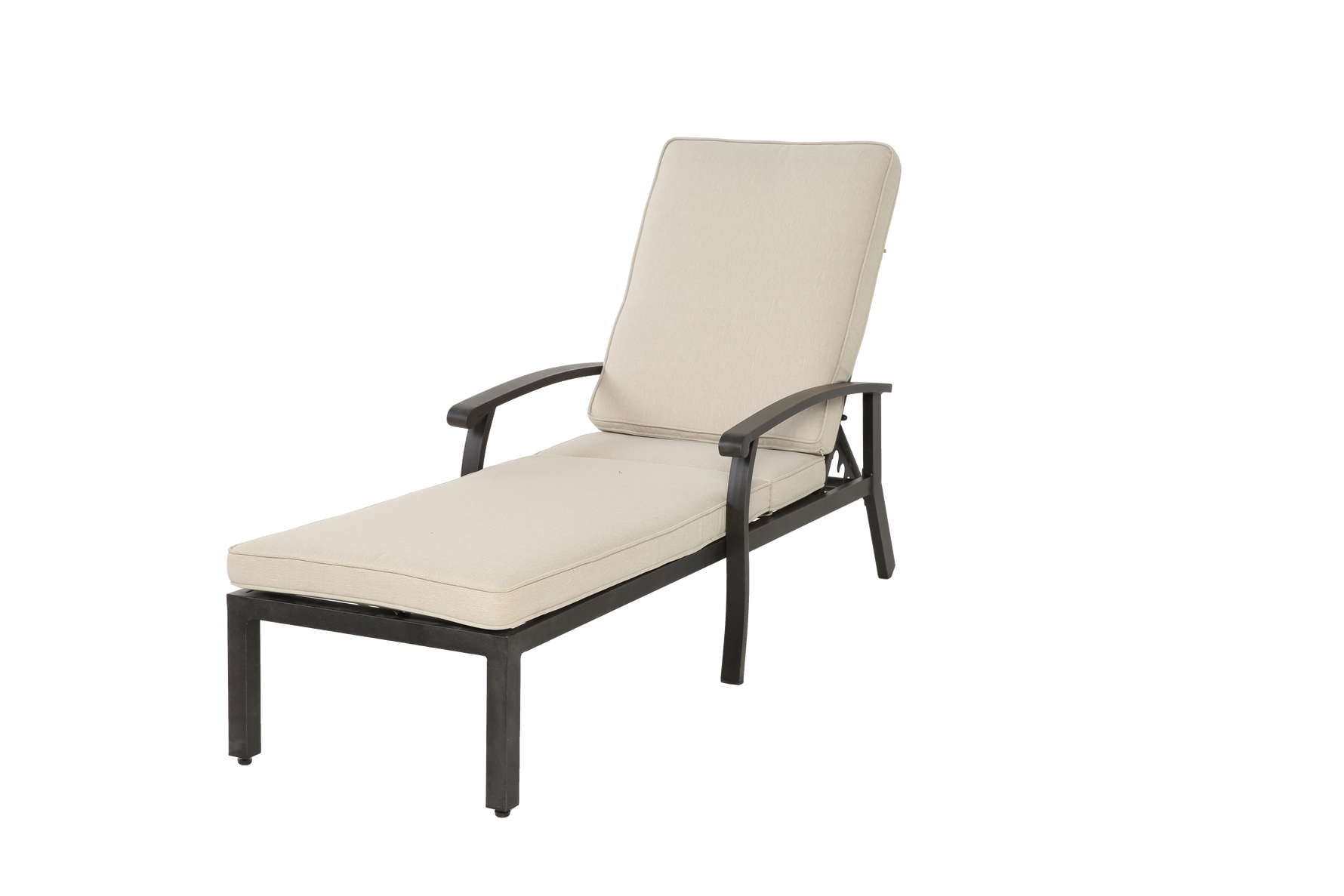 Lounge Patio Chair, Adjustable Recliner Rust-Resistant Aluminum, Beige Cushion