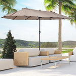 Parasol Market Umbrella Double Oval with Hand Crank, Light Coffee