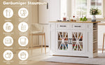 Portable Kitchen Island 120cm Folding Dining Table USB Charging Storage on Casters