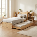 Upholstered Double Storage Bed 160x200 LED USB-C, Linen