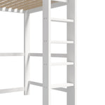 Loft Bed 90x200cm Storage Ladder Desk 3 Drawers, White