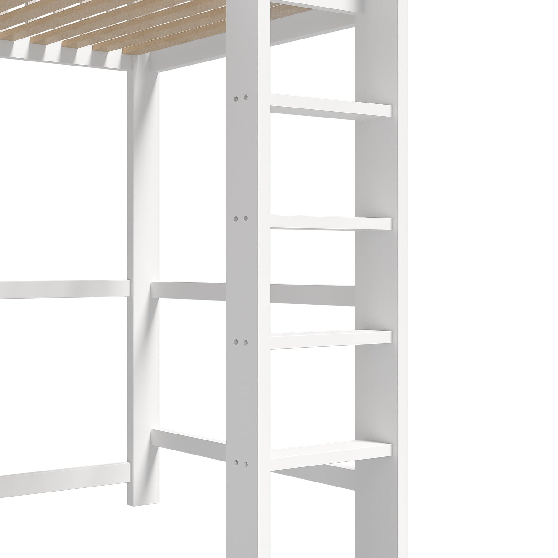 Loft Bed 90x200cm Storage Ladder Desk 3 Drawers, White