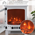 Electric Fireplace, LED Flame Effect 900/1800W, White Metal & ABS Plastic