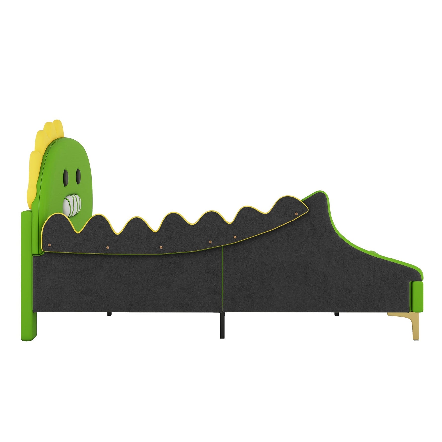 Children's Bed 140x200cm Dinosaur Shape PU - Green