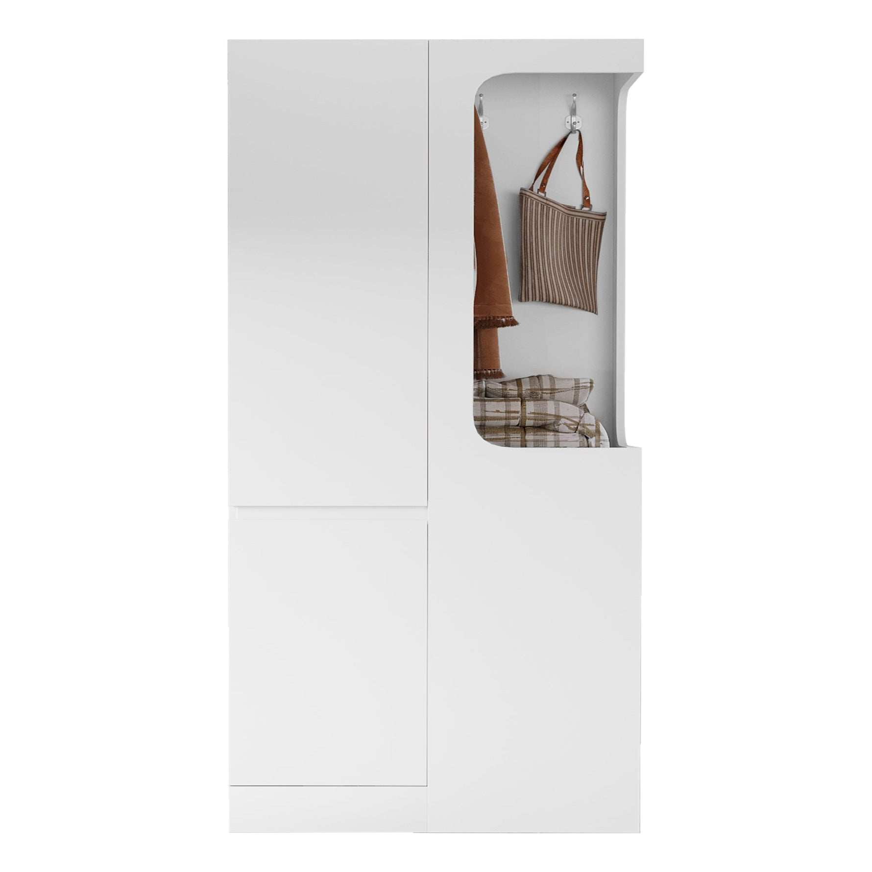 Wardrobe with Drawers and Open Storage, 70x40x170cm, White