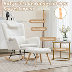Rocking Chair with Footstool, Armrests Recliner Lounge Chair, Teddy Velvet Fabric
