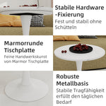 Coffee Table 27.6-inch Round Marble Mid-Century Modern 2-4 Person White Finish