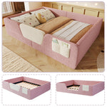 Upholstered Bed 140x190cm with Safety Rails, Pink Velvet