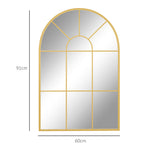 Wall Mirror, 91x60 cm Decorative Window Frame, Gold Metal