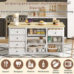 Sideboard/Kitchen Island/Bar Cabinet 5 Drawers 2 Shelves Extension Panel Sockets, White
