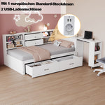 Wooden Sofa Bed 90x200cm Multifunctional Storage Pull-Out Desk, White