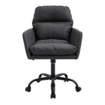 Office Chair with Height Adjustable Black Base, Black PU Faux Leather