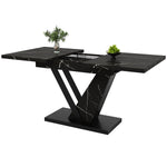 Telescopic Dining Table Extendable 120-160cm Marble Pattern - Black