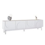 Lowboard TV Cabinet with Curved Doors, Shelves & Stabilizing Legs