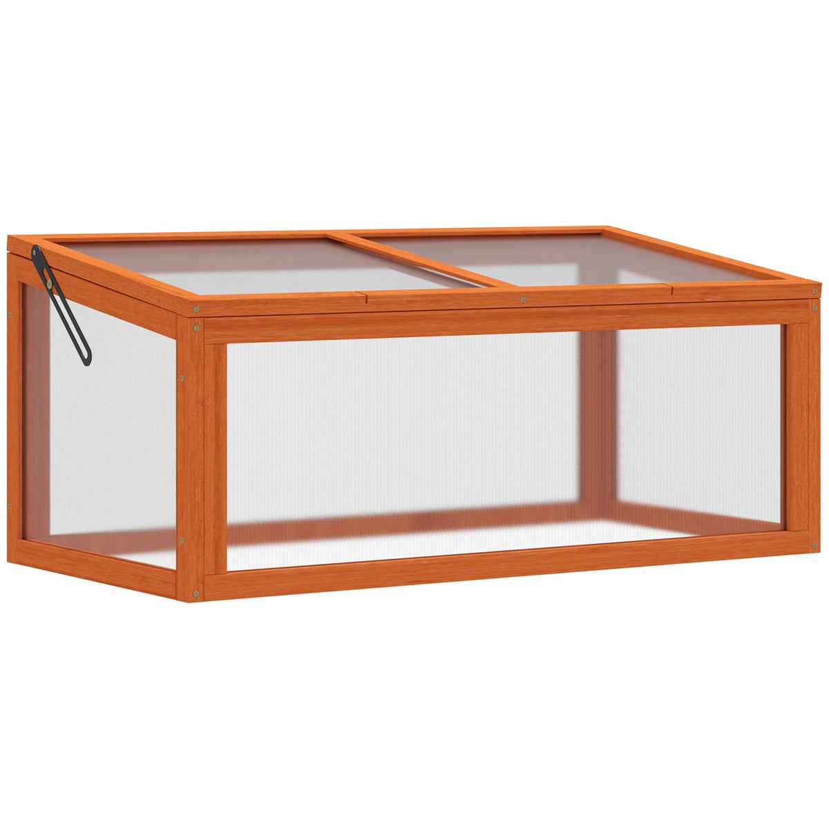 Cold Frame Greenhouse, Weatherproof Wood & Polycarbonate, Orange