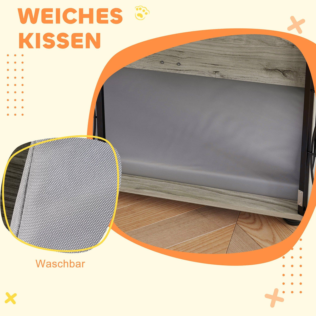Dog Cage, Kennel, Indoor Pet Crate with Cushion, Large, Gray