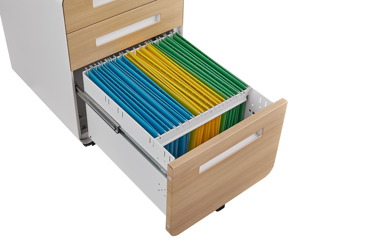 Mobile File Cabinet, 3 Drawer Under Desk Storage Legal/A4 Anti-Tilt Steel, White