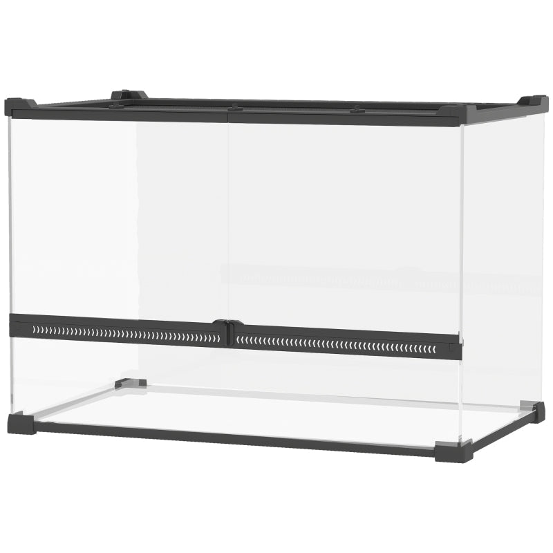 Glass Reptile Terrarium, Raised, Waterproof Base, Button Lock