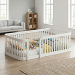 Floating Double Bed Frame 140x190cm with LED Lighting, Linen
