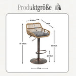 Modern Bar Stool Set of 2, Adjustable, Footrest, Gray