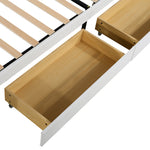 Children's Bed Upholstered with Storage Drawers & LED Lights, White PU Leather
