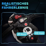 Electric Kids Motorcycle, Lights & Sounds, 3 km/h, Rechargeable, Black/White