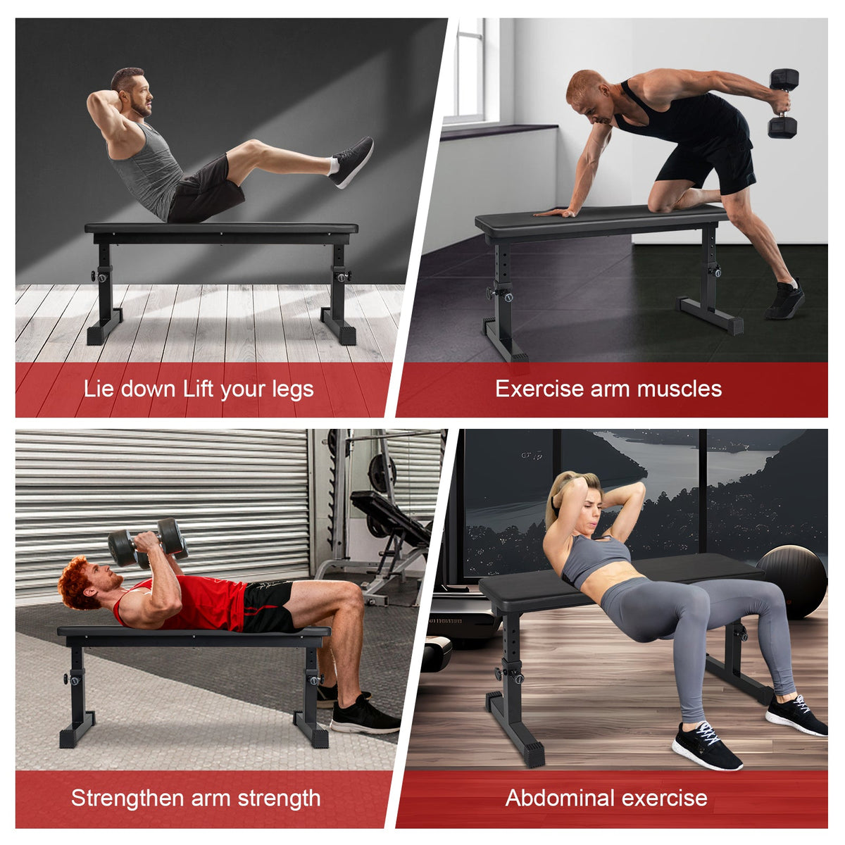 Flat Weight Bench Home Fitness Strength Training Dumbbell Stool Comfortable Design
