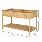 Planting Table Raised Bed, 8 Compartments with Drainage, Fir Solid Wood