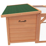 Small Animal Hutch, Dwarf Rabbit Hutch with Asphalt Roof, Fir Wood Orange and Green