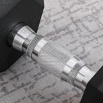 Hexagon Dumbbell, Cast Iron Rubber Handle Knurled 12.5 KG, Black