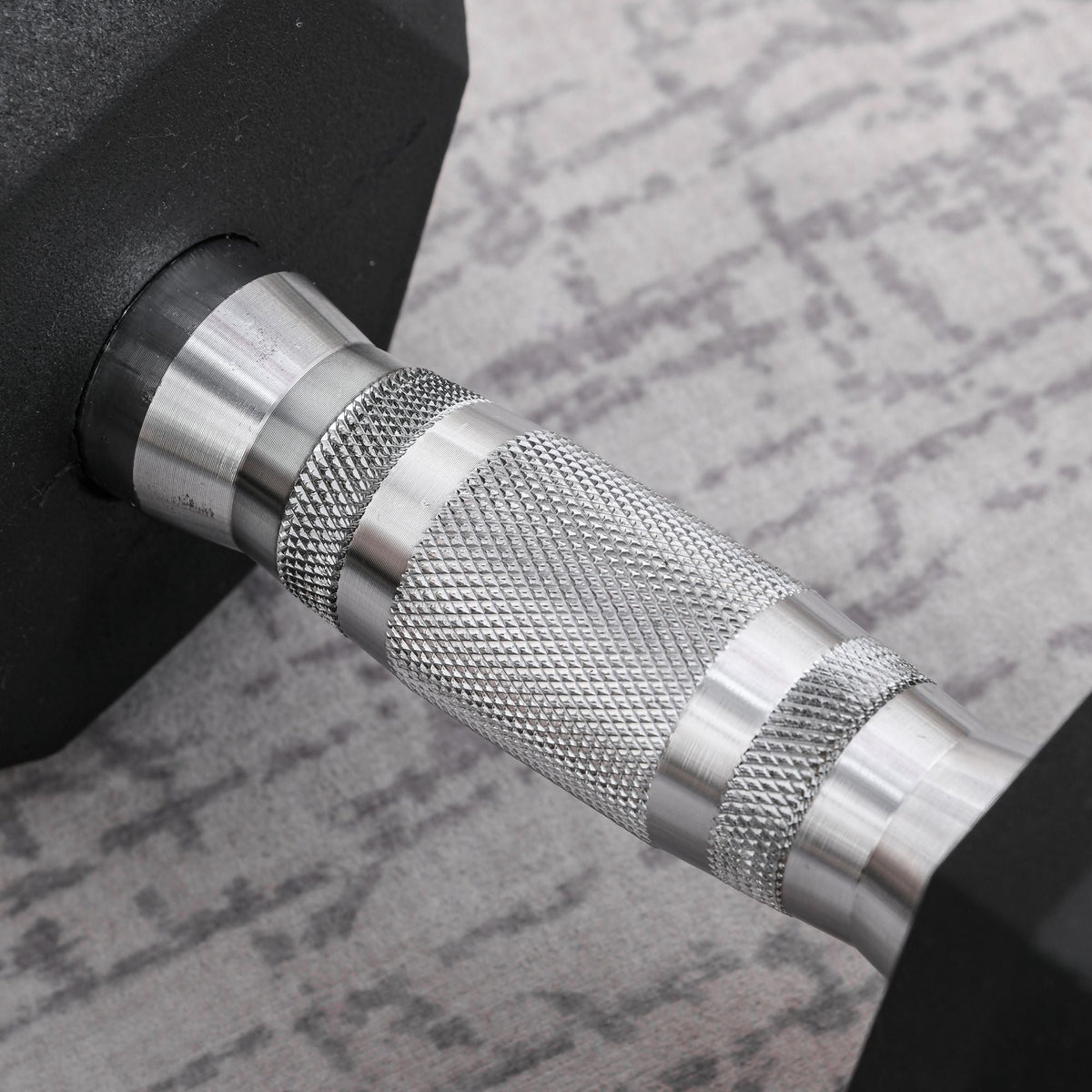 Hexagon Dumbbell, Cast Iron Rubber Handle Knurled 12.5 KG, Black
