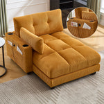 Palm Chair with Fluffy Cushions, Headrest, 3-Cup Holder & Side Pocket, Mustard