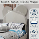 Upholstered Bed, Modern Minimalist Cartoon-Themed Headboard, 140x200 cm, Beige