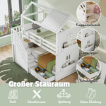 Children's Bunk Bed 90x200cm Multifunctional with Storage Stairs Drawers & Shelves Pine MDF White