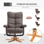 Reclining Armchair Footstool Storage Swivel, PU Wood Frame, Brown