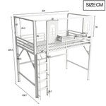 Children's Loft Bed 90x200 cm with Roof Design, White Metal