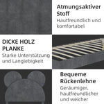 Bed, Upholstered with Cartoon Headboard, Low-Profile Non-Storage, Grey