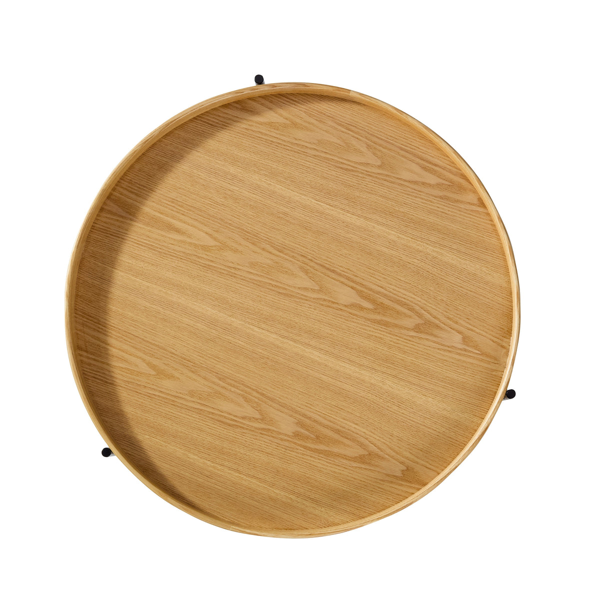 Coffee Table Modern 2-Tier Round Tray Wood & Iron