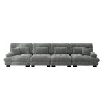 Modular Corner Sofa, 4-Seater Deep Seat Sleeper, Chenille Grey