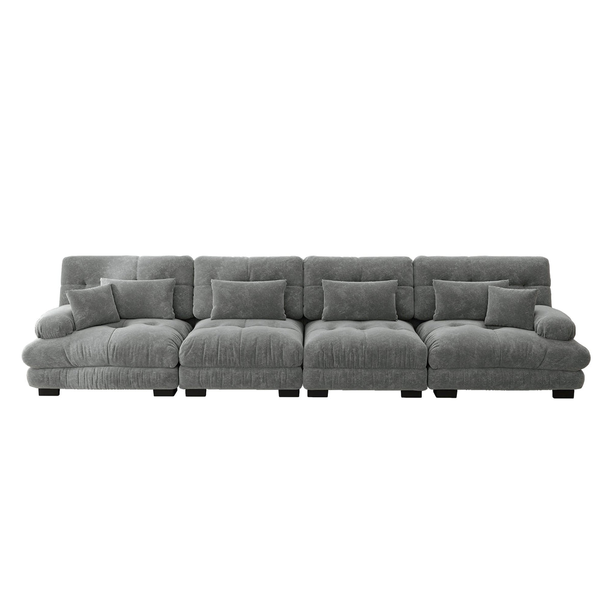 Modular Corner Sofa, 4-Seater Deep Seat Sleeper, Chenille Grey