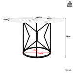 Round Dining Table 100cm 4-6 Seater Metal Geometric Legs - Black