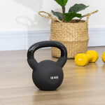 Kettlebell 10 kg, Fitness & Strength Training, Cast Iron Neoprene, Black