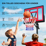 Outdoor Basketball Hoop, 200-260 cm Height-Adjustable with Wheels, Red