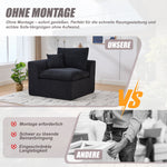 Nordic Style Single-Seater Armchair with Cushions - Fabric