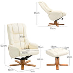 Recliner Chair with Footstool, Reclining & Rocking, High Backrest, Faux Leather