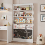 Children's Book Shelf 4-Tier Storage Display Paintable Blackboard Anti-Tip White