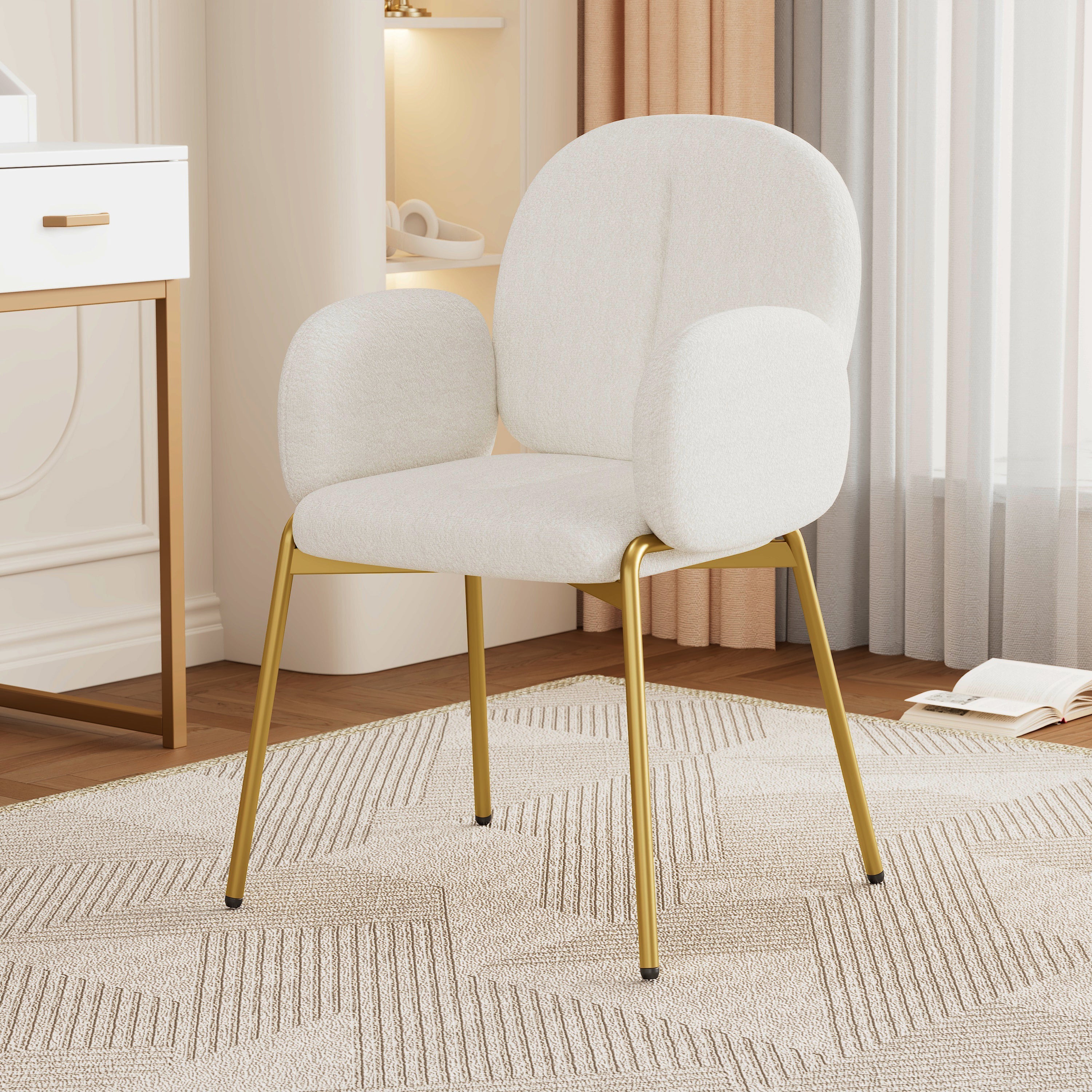 Teddy Dining/Lounge Chair Gold-Colored Legs Teddy Beige