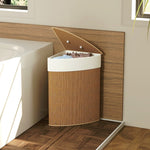 Bamboo Laundry Basket, 55 L, Corner, Removable Bag, Brown