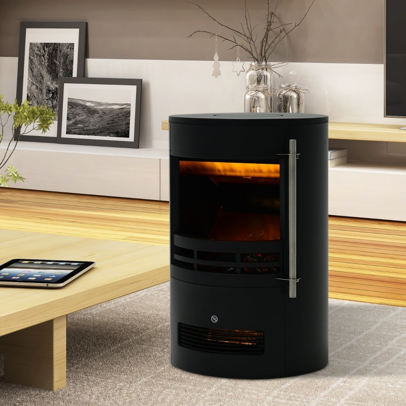 LED Electric Fireplace, Wall/Freestanding with Flame Effect, 900/2000W, Black